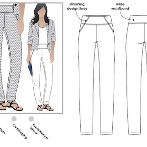 Pantalón tejido elástico Beth - Tallas 22, 24, 26 - Patrón de costura PDF por Style Arc - Imprimir en casa Patrón digital