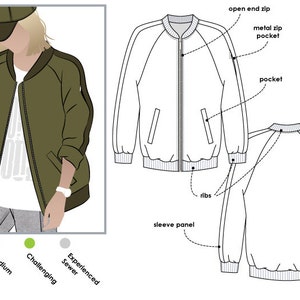 Bobbi Bomber Bonus Baseball Cap Sizes 10, 12, 14 Style Arc PDF Sewing Pattern Women's Bomber Jacket image 3