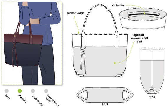 Paris Tote Bag - PDF Pattern for Women by Style Arc - Sewing Projects -  Digital pattern for instant download