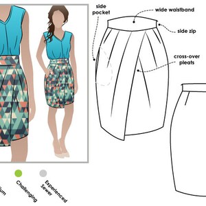 PRINTSHOP only not tiled Sizes 8, 10, 12 Hampton Crush Collection Skirt Top Pant Women's PDF Sewing Patterns by Style Arc image 2