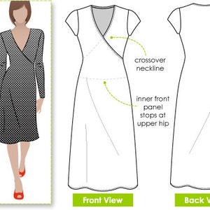 Slip on Suzie - Sizes 10, 12, 14 - Mock wrap knit dress PDF Dress Pattern by Style Arc - Instant Download - Sewing Project