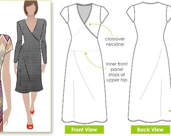 Slip on Suzie - Sizes 16, 18, 20 - Mock wrap knit dress PDF Dress Pattern by Style Arc - Instant Download - Sewing Project