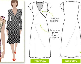 Slip on Suzie - Sizes 16, 18, 20 - Mock wrap knit dress PDF Dress Pattern by Style Arc - Instant Download - Sewing Project