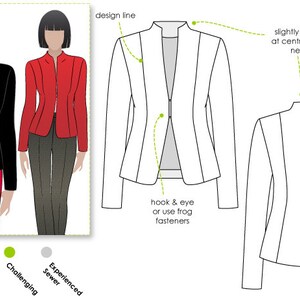 Janet Jacket Sizes 28 & 30 Women's Lined Jacket PDF Sewing Pattern by ...