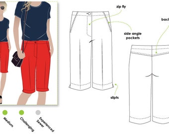 Jennifer City Shorts - Sizes 8, 10 & 12 - PDF Sewing Pattern for Women