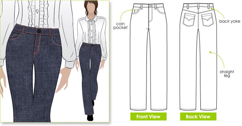 Jilly Jean // Sizes 16, 18 & 20 // Jeans Sewing Pattern for Women // DIY clothing // PDF pattern // Sewing Project image 1