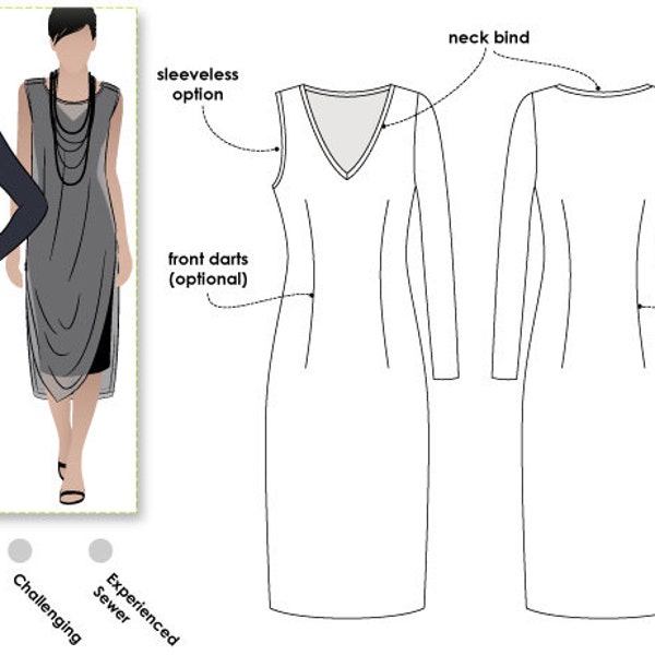 Robe en tricot Cleo - Tailles 10, 12, 14 - Robe en jersey pour femmes PDF Patron de couture par Style Arc - Projet de couture - Modèle numérique