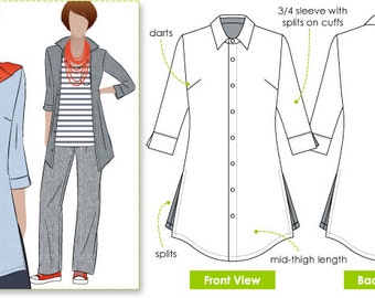 Sacha Shirt - Sizes 28, 30 - Women's Shirt PDF Sewing Pattern by Style Arc - Sewing Project - Digital Pattern