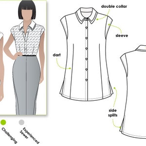Tara Top - Sizes 10, 12, 14 - Women's casual shirt PDF Sewing Pattern by Style Arc - Sewing Project - Digital Pattern