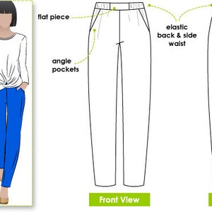 Lola Pant - Sizes 10, 12, 14 - Women's Sewing Pattern by Style Arc, Ladies Pants, PDF pattern, pull-on pants, Indie, Casual, DIY Clothes