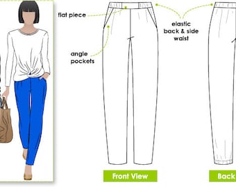 Lola Pant - Sizes 12, 14, 16 - Women's Sewing Pattern by Style Arc, Ladies Pants, PDF pattern, pull-on pants, Indie, Casual, DIY Clothes