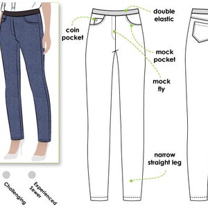 Misty Stretch Pull-on Jean // Sizes 10, 12 & 14 // Jeans Sewing Pattern for Women // DIY clothing // PDF pattern // Sewing Project