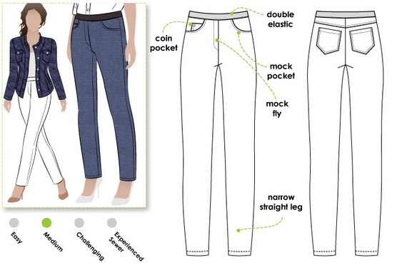 Womens jeans store sewing pattern