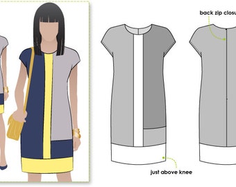 PRINTSHOP only (not tiled) - Charlotte Shift Dress / Sizes 6, 8 & 10 - Women's Dress Downloadable PDF Sewing Pattern by Style Arc