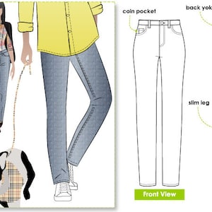 Sandra Narrow Leg Jean - Sizes 10, 12 & 14 - PDF sewing pattern