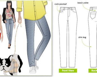 Sandra Narrow Leg Jean - Sizes 10, 12 & 14 - PDF sewing pattern