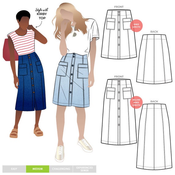 Lennox Woven Skirt Sizes 4 6 8 PDF Patterns for Printing - Etsy