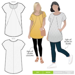 Reece Knit Tunic // Sizes 26, 28 & 30 // Style Arc PDF Sewing Pattern for Instant Download- No Paper Pattern Will Be Sent