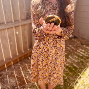 Vintage 1970s Brown Floral Dress