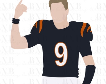 SVG de fã do Burrow | Clipart de futebol americano dos Bengals (Arquivos digitais)