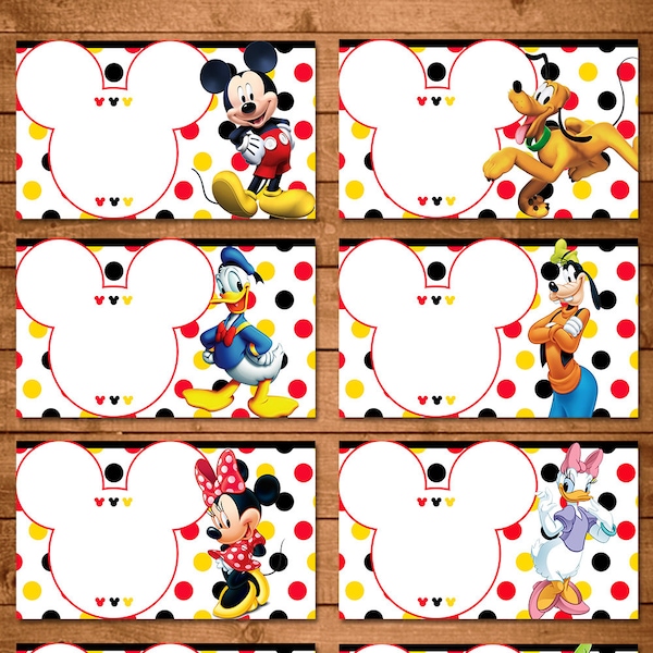 Mickey Mouse Food Tents Red, Yellow, Black | Mickey Mouse Birthday Party | Mickey Mouse Buffet Table Signs | Mickey Mouse Food Labels 100819