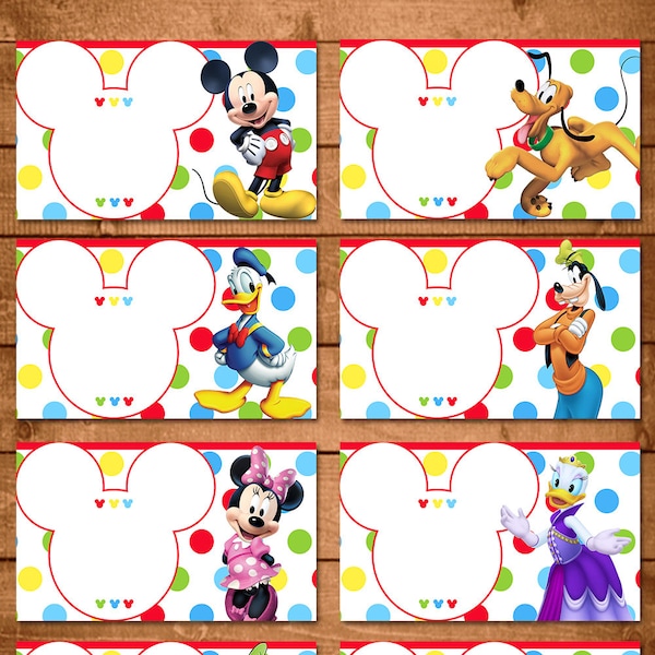 Mickey Mouse Food Tents Dots Chevron | Mickey Mouse Clubhouse Birthday | Minnie Mouse Party | Mickey Mouse Favors | Mickey Mouse Food Labels