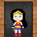 Wonder Woman Superhero Wall Art Chalkboard Theme -- Wonder Woman Sign Printable -- Wonder Woman Birthday -- Wonder Woman Party Favors