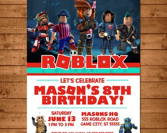 Roblox Invitations Etsy - roblox birthday invitation roblox invite roblox party favors roblox printable party printables video game birthday 100700