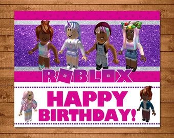 Girls Roblox Party Etsy - pink and purple flower dress roblox