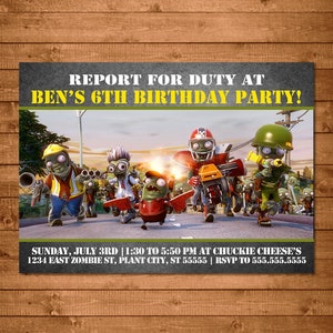 Plants Vs Zombies Invitation Garden Warfare -- Plants Vs Zombies Invite -- Plants Vs Zombies Garden Warfare Birthday