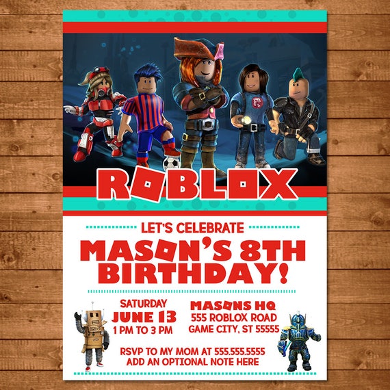 Roblox Birthday Invitation Roblox Invite Roblox Party Etsy - kod do muzyki w roblox