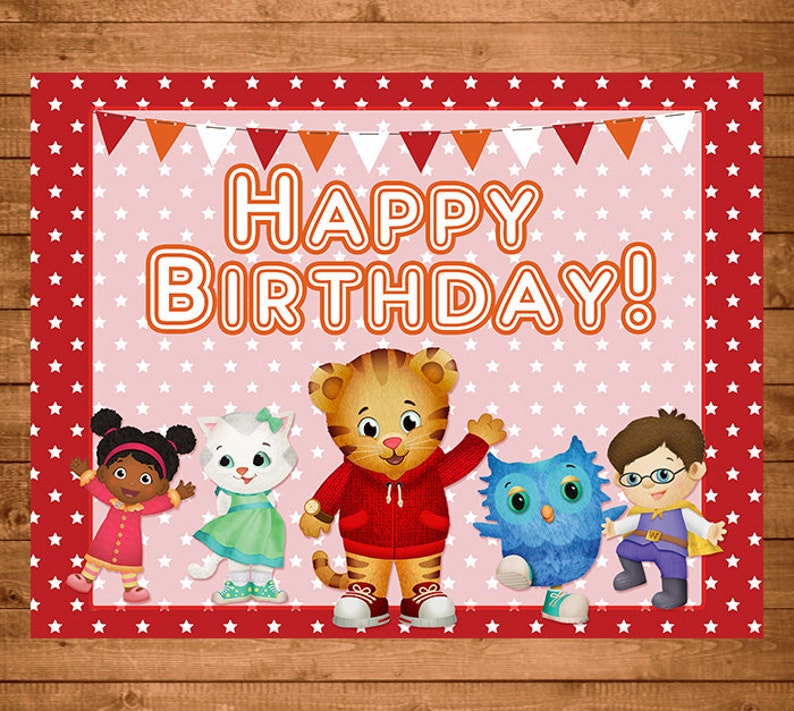 Daniel Tiger Happy Birthday Sign Red Stars Daniel Tiger Etsy Daniel Tiger Happy Birthday Sign Red Stars Daniel Tiger Etsy