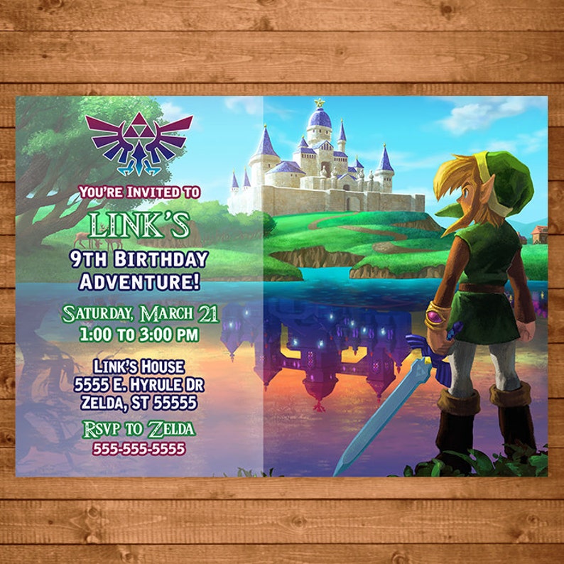Legend of Zelda Invitation Link Zelda Invite Zelda Etsy