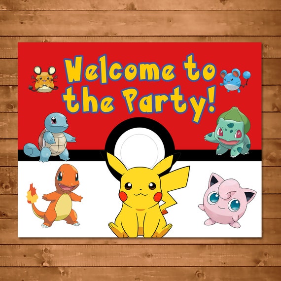 Pokemon Welcome To The Party Sign Red And White Pokemon Etsy - pikachu 25 sales roblox