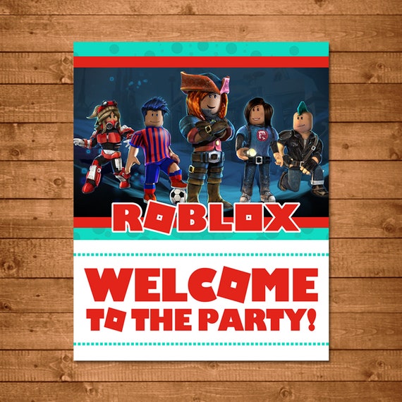 Roblox Welcome To The Party Sign Roblox Birthday Sign Etsy - roblox rugby