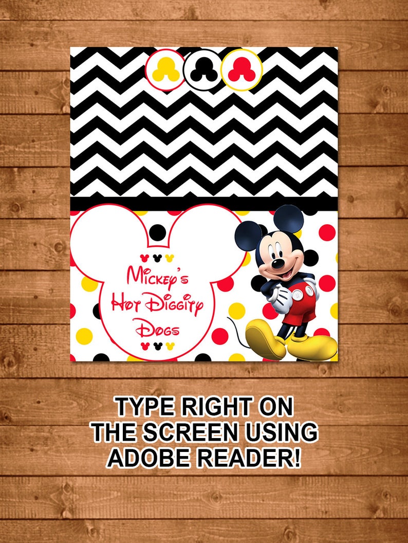 Mickey Mouse Food Tents Red, Yellow, Black Mickey Mouse Birthday Party Mickey Mouse Buffet Table Signs Mickey Mouse Food Labels 100819 image 2