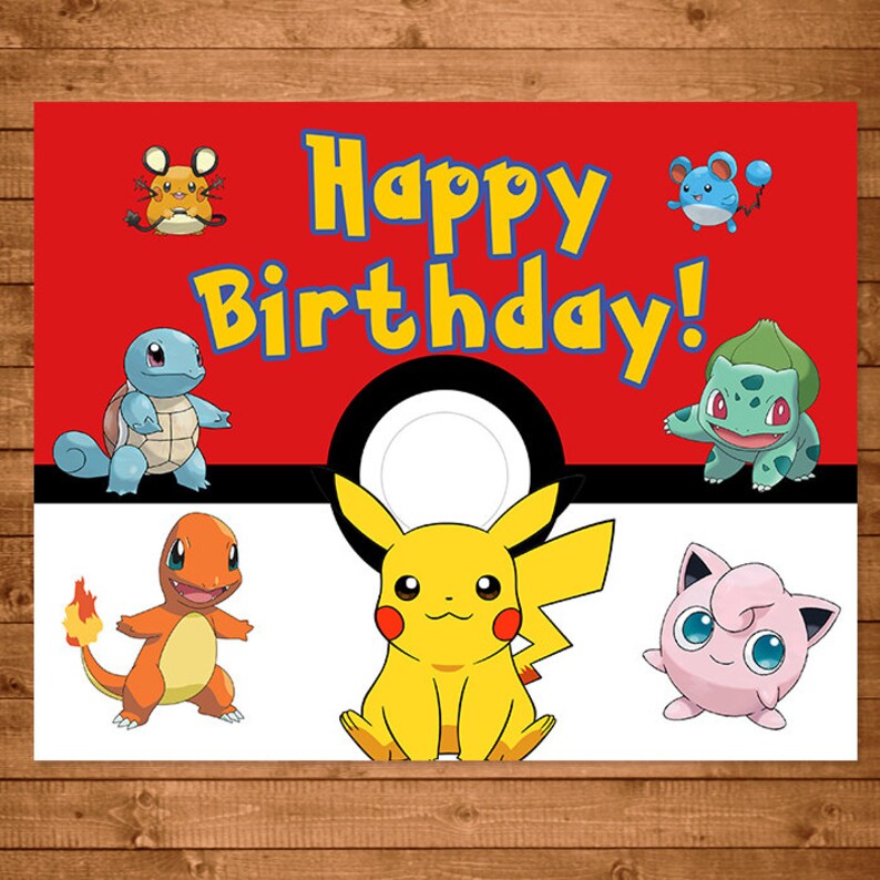 Pokemon Birthday Sign Red And White Pokemon Happy Birthday Sign Pokemon Party Favors Pokemon Printables 8x10 16x20 100327 - 