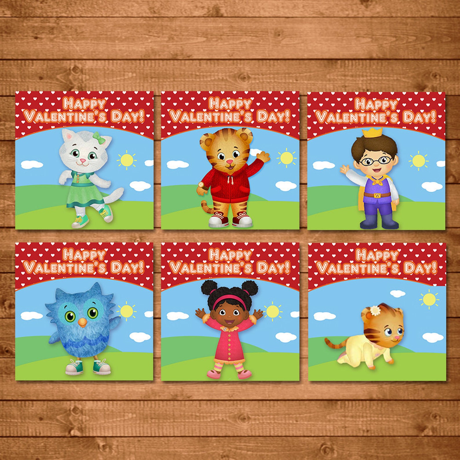 Daniel Tiger Valentine's Day Cards Daniel Tiger School | Etsy