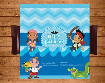 Jake and the Neverland Pirates Candy Wrappers Blue Chevron -- Neverland Pirates Chocolate Wrappers - Neverland Pirates Party Favors - JNLP