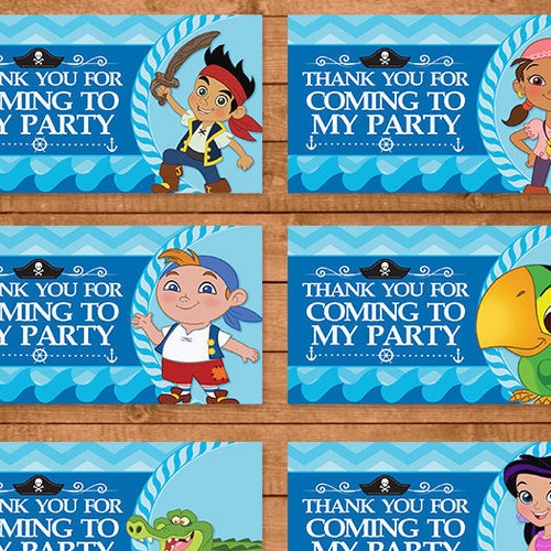 Jake and the Neverland Goody Bag Tags Blue Chevron -- Neverland Pirates Treat Bags - Neverland Pirates Party Favors - JNLP Birthday