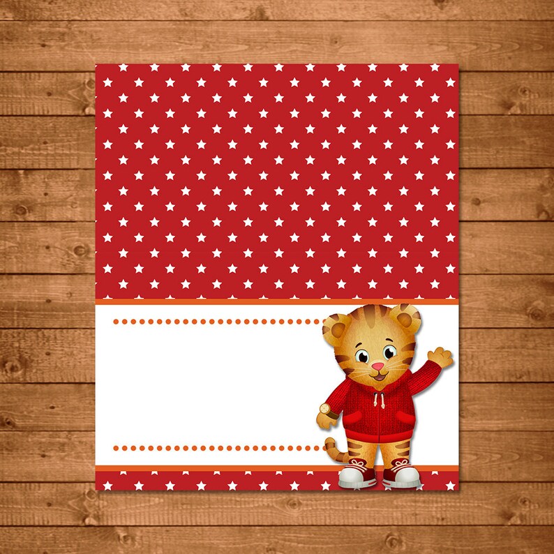 Daniel Tiger Food Tents Red Stars Daniel Tiger Food Labels | Etsy