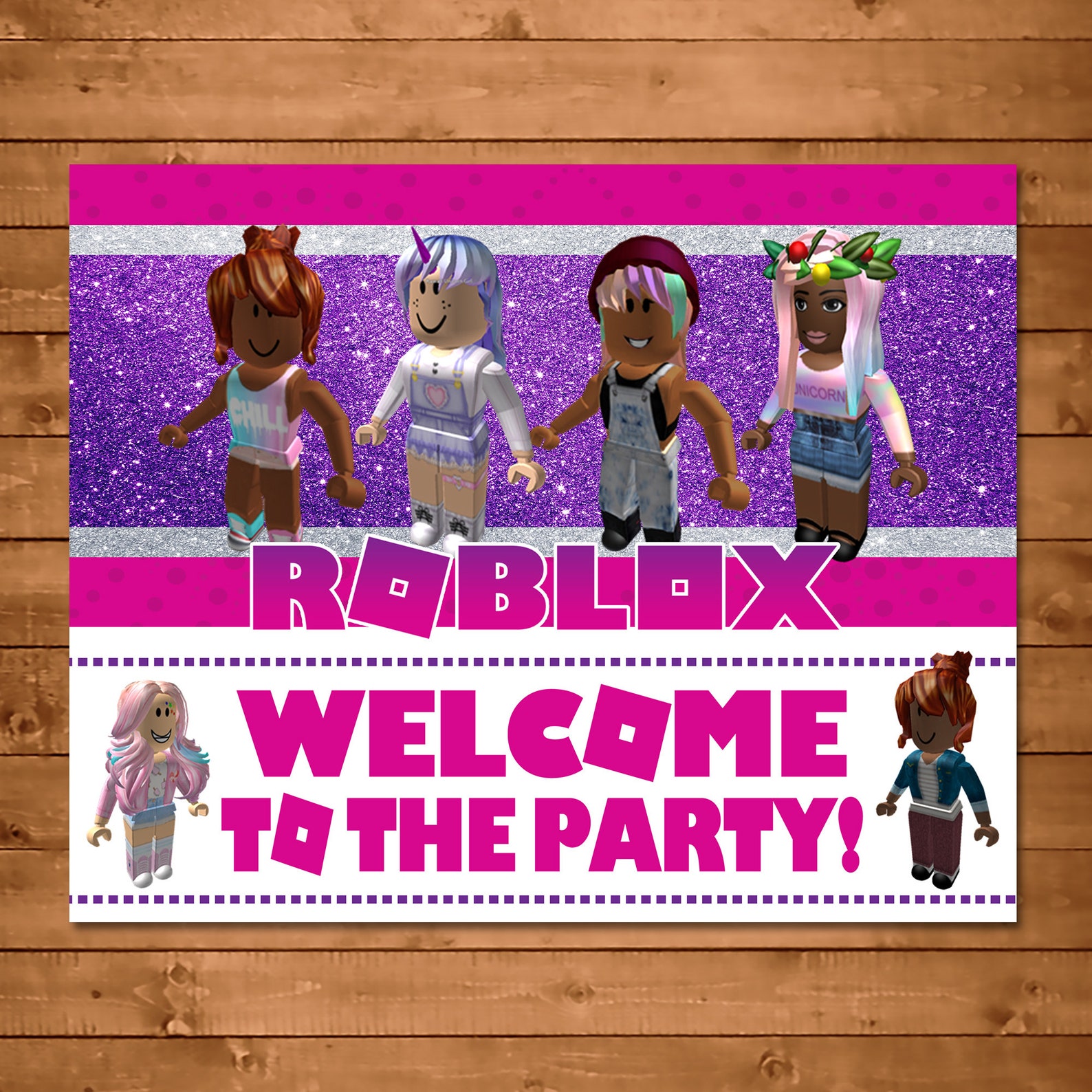 Girl Roblox to the Party Sign Pink Roblox Poster Etsy