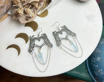 Aquamarine Earrings, Aquamarine Jewelry, Aquamarine, Witchy Earrings, Crystal Earrings,