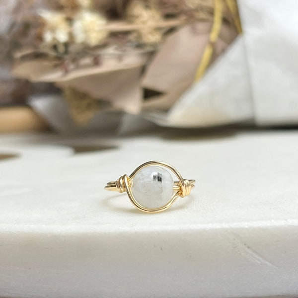 Moonstone Wire Wrapped Rings, Moonstone Ring, Wire Wrapped Crystals, Moonstone Jewelry,