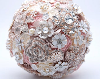 Bridal Bouquet crystal and pink flowers