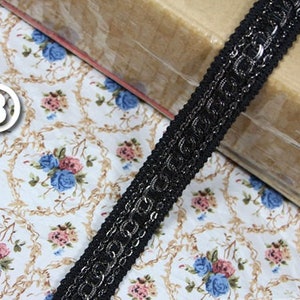 2.5cm Wide Black White Lace Trim with Chain Dress Decorative Supplies image 4