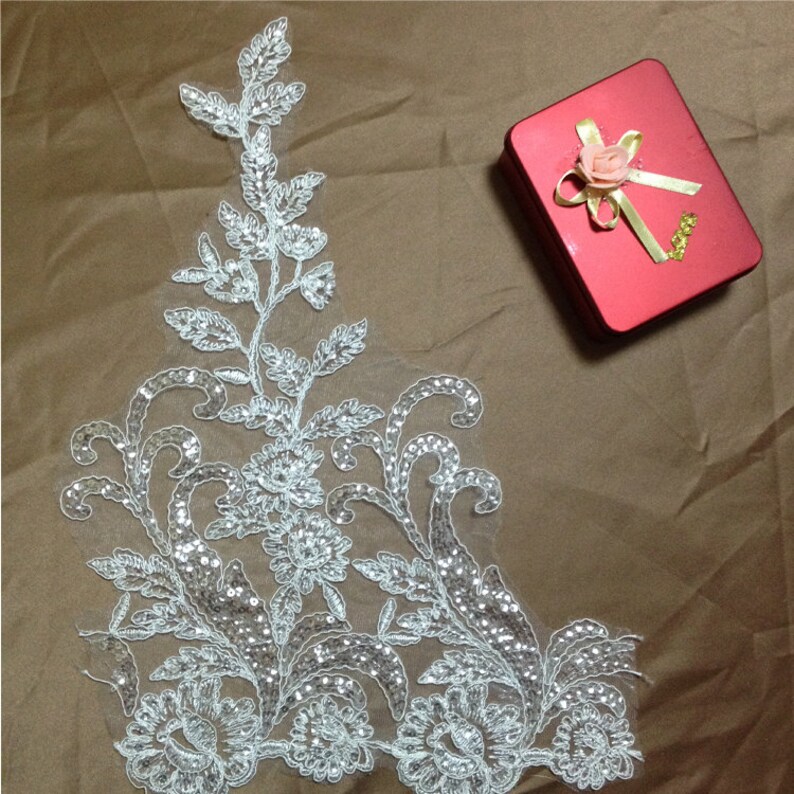 Ivory Sequins Lace Trim Bridal Veils DIY Lace Accessories Etsy