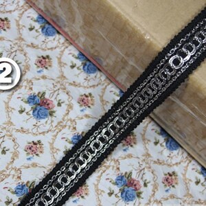 2.5cm Wide Black White Lace Trim with Chain Dress Decorative Supplies image 3