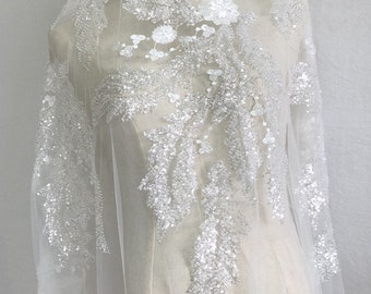 A Pair of Sequins Lace Applique Bridal Veils Decoration DIY - Etsy