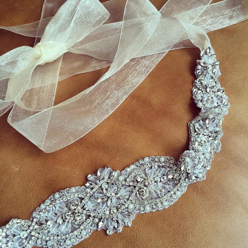 Bridal Rhinestone Sash Wedding Crystal Belt image 2